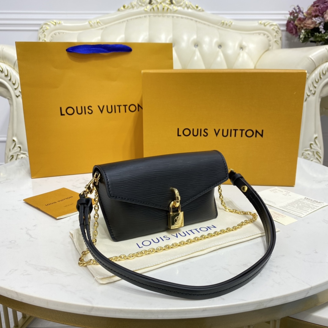 Louis Vuitton PADLOCK ON STRAP Handbag Epi Leather M80682 Black